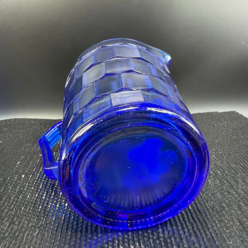 Vintage Shirley Temple‎ Cobalt Blue Glass Pitcher Creamer Depression Glass 1930s